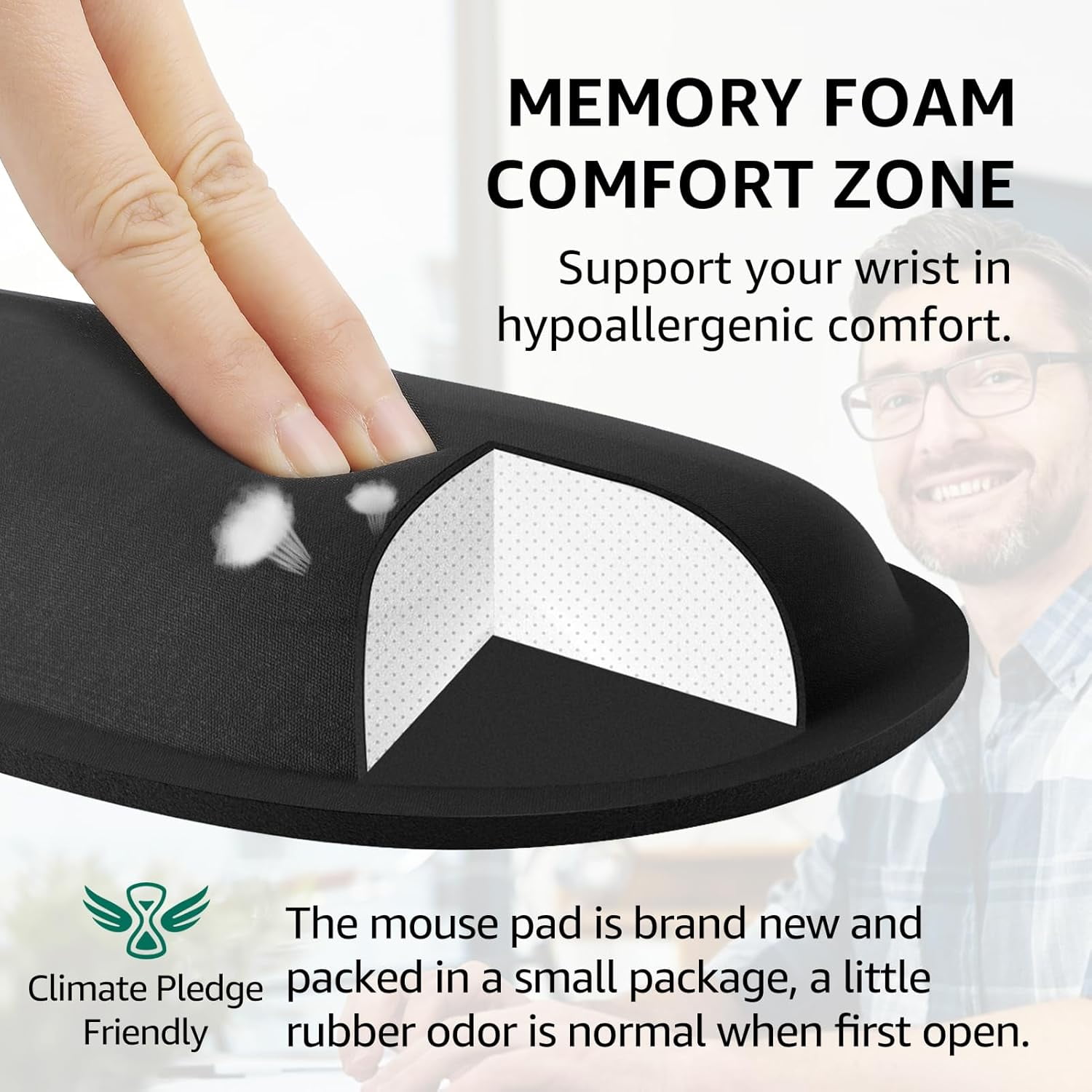 Ergonomic Keyboard Wrist Rest and Mouse Pad with Set, Memory Foam Support for Typing, Gaming, Office Home Use, Black
