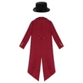 thumbnail image 4 of Aiihoo Kids Tailcoat Jacket Medieval Steampunk Frock Coat with Felt Top Hat Gentleman Outfit Burgundy 16, 4 of 7