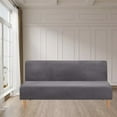 thumbnail image 4 of Sofa Bed Cover Stretch Velvet Futon Slipcover Modern Elastic Armless Furniture, 4 of 10