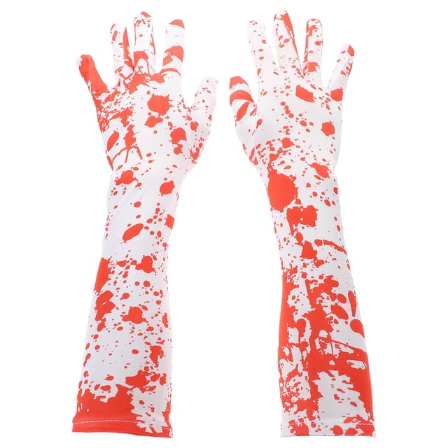 1 par de guantes de sangre para fiesta y guantes de sangre manchados espeluznantes, conjunto de Cosplay, guante de sangre para Halloween