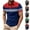 Red, variant on Mens Color Blocking Polo Shirts Casual Short Sleeve T-Shirt Basic Quarter Button Tee Tops Green 8(L)
