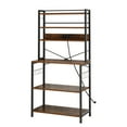 thumbnail image 3 of IVV 6-Tier Kitchen Bakers Rack with Power Outlet, Microwave Stand with 10 S-Shaped Hooks, Kitchen Coffee Bar with Storage for Stand Spices, Cups, Pots, 31.5"L x 15.75"W x 66.93"H, Black and Brown, 3 of 7