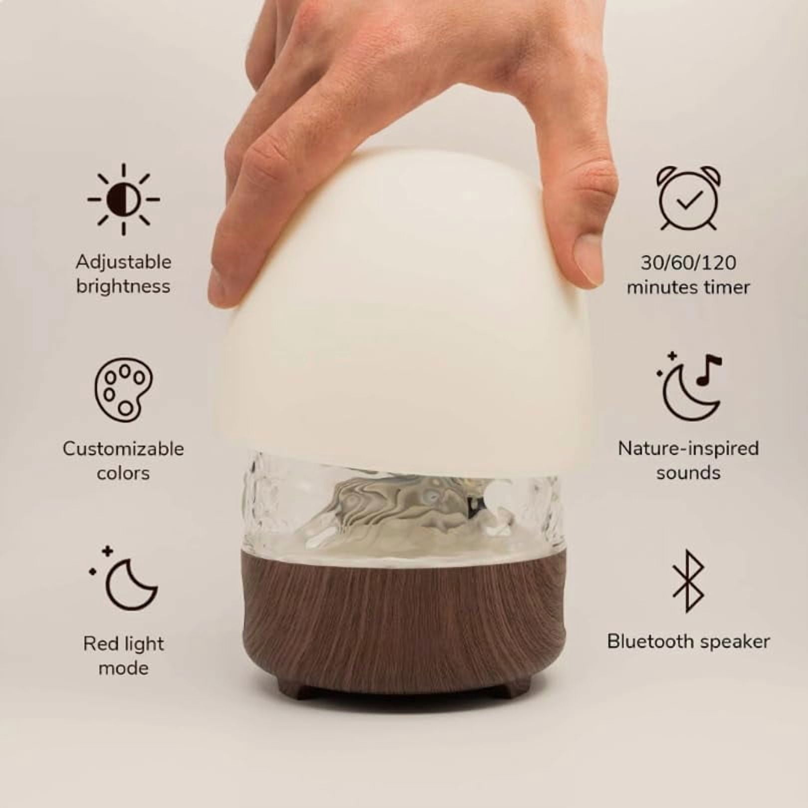 Lunie Lamp - Night Light & Bluetooth Noise Machine, Withlunie Lamp, Ocean Wave Projector Light With Speaker, with Lampshade & Remote Control,4 White Noise/16 Color Dimming/Touch Style (2pc A)