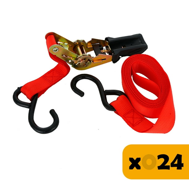 Factorduty Orange Ratchet Tie Down Straps 24 Pack Ratchet Tie Down Set 15 Ft 500 Lbs Load Cap With 1500 Lb Break Strength Cargo Straps For Moving Appliances Lawn Equipment Motorcycle Walmart Com