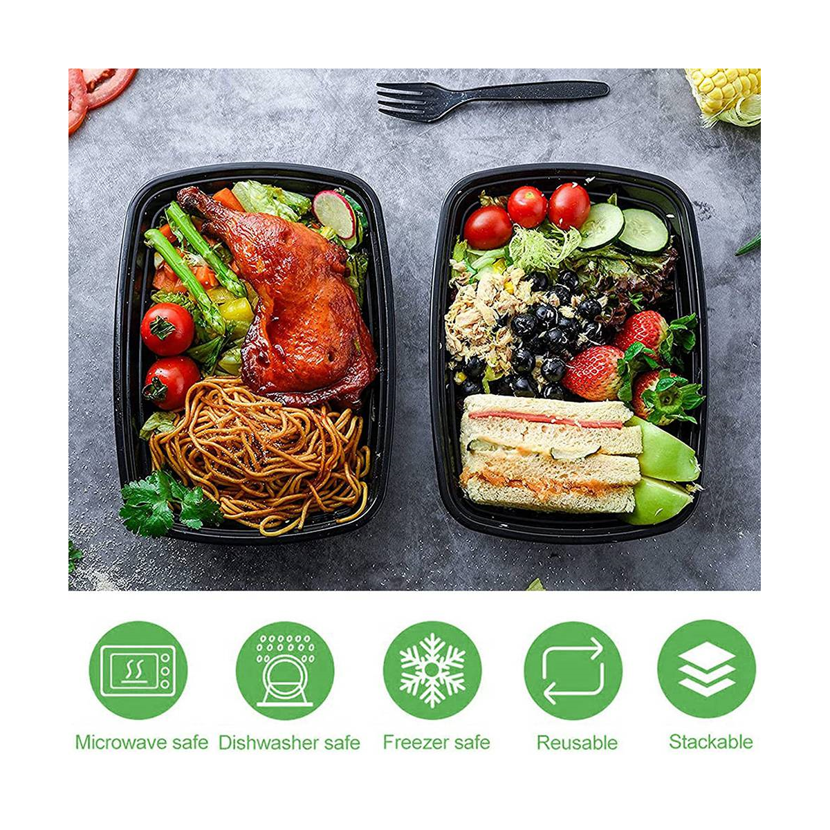 50-Pack Meal Prep Containers Reusable To-Go Food Containers Plastic Bento Boxes Food Storage Lunch Box