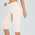 thumbnail image 5 of Charella Women Knee Length Leggings High Waisted Yoga Workout Exercise Shorts For Fashion Summer with Pockets Khaki,S, 5 of 9