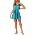 thumbnail image 2 of INSPIRE CHIC Women's Nightgown Lingerie Lace Trim Sleep Dress Silky Satin Chemise Babydoll Cami Short Sleepwear 2XL Green, 2 of 6