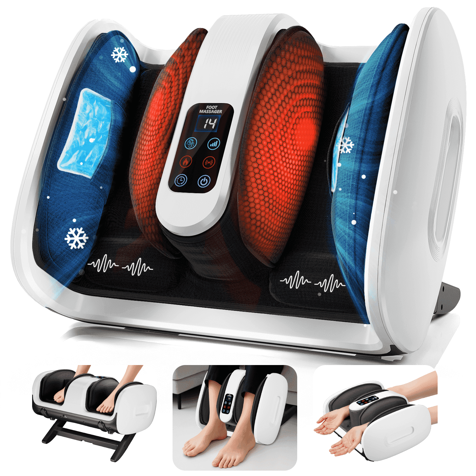 Laxodor Shiatsu Foot Massager with Heat & Ice Therapy, FSA/HSA Eligible, Suitable for Multiple Occasions, Perfect Gift Choice, White