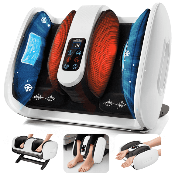 Laxodor Shiatsu Foot Massager with Heat & Ice Therapy, FSA/HSA Eligible, Suitable for Multiple Occasions, Perfect Gift Choice, White