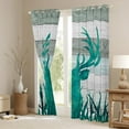 thumbnail image 3 of Teal Antler 30%-50% Blackout Curtains Elk Deer Rustic Curtains & Drapes,Woodland Animals Moose Curtains Lodge Cabin Wooden Plank Country Hunting Themed Reindeer Farmhouse Decor, 3 of 6