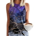 thumbnail image 2 of Prolriy Tops de verano para mujer 2024 Camisetas sin mangas para mujer Camisetas de verano Sin mangas Casual Suelto Estampado Túnica Blusas Camiseta sin mangas para mujer Tops para mujer Azul oscuro M, 2 of 4
