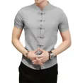 thumbnail image 1 of Camisa Hombre Cuello Mao Color Sólido Manga Corta -bruce Lee, 1 of 5