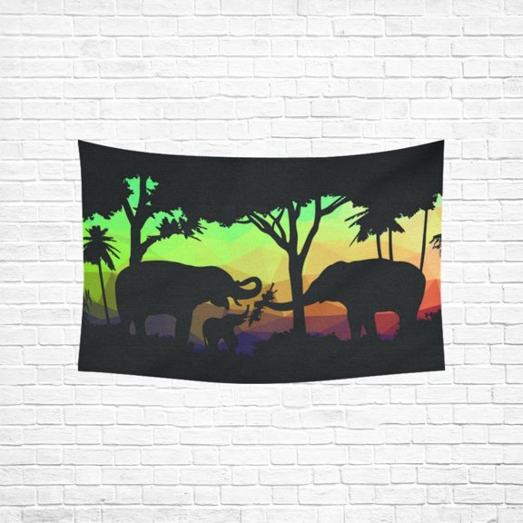 YKCG Home Decoration Elephants Animals Wall Hanging Tapestry 90 x 60 Inches