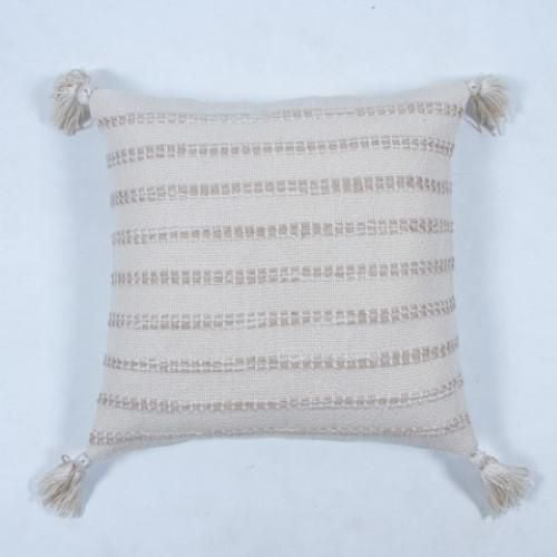 Natural striped cushion 18''x18'' - Cream