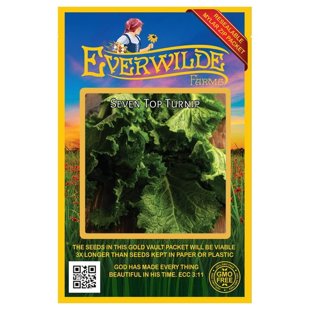 Everwilde Farms 500 Seven Top Turnip Seeds Gold Vault Jumbo Bulk