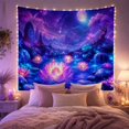 thumbnail image 2 of Luminous Lotus Moon Pagoda with Starry Sky, Dreamy Fantasy for Space Lovers, Mystical Celestial Wall Art, Halloween Gift Tapestry Wall Hanging for Bedroom and Living Room, 2 of 7