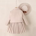 thumbnail image 4 of Wancir Girls Clothes Skirt Set Kids Fall Winter Lapel Long Sleeve Outwear with Pleated Skirt and Sun Hat, 4 of 7