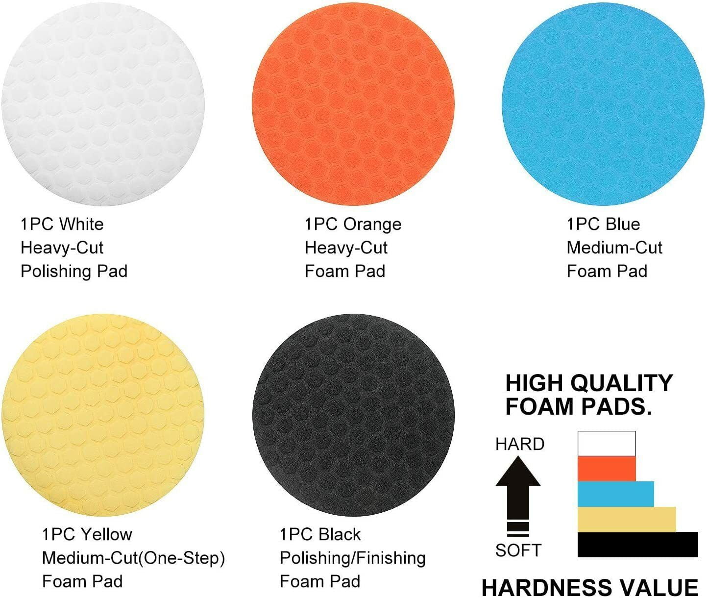 SATC 5Pcs Polishing Pad 6 inch Car Polisher Foam Buffer Waxing Finishing Buffing Wheel