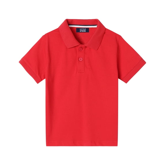 LittleSpring Toddler Red Polo Shirt 2T Boys Short Sleeve School Uniform Shirts Solid Classic