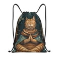 thumbnail image 1 of Kdxio Surreal Meditating Cat Pattern Drawstring Bag for Gym Sports School Travel Lightweight Sackpack with Adjustable Cords Waterproof Fabric-Medium, 1 of 6