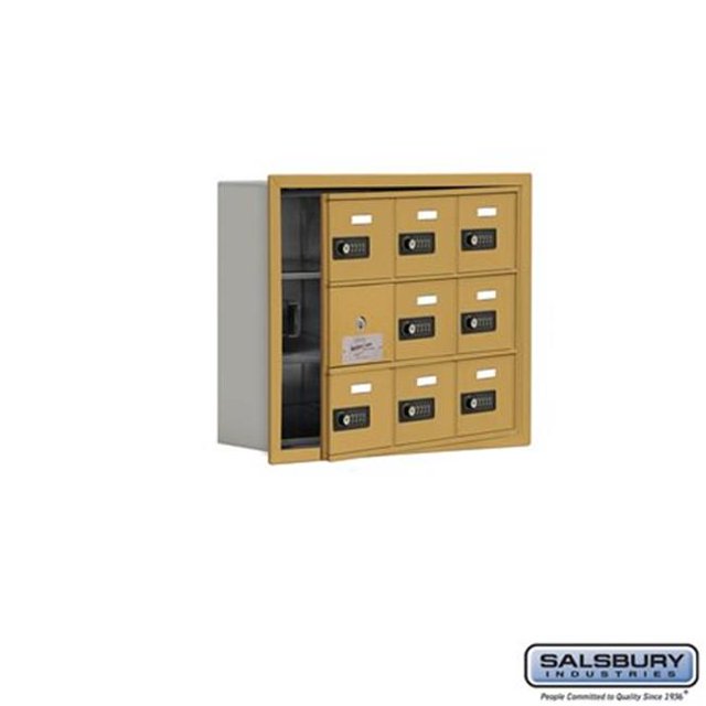 Salsbury 19135-09GRC 22.75 x 18.75 x 5.75 in. Cell Phone Storage Locker with Front Access Panel - Recessed Mounted, Resettable Combination Locks - Gold