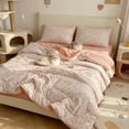 thumbnail image 4 of Washed Cotton Floral Summer Cooling Quilt Lightweight Down Alternative Thin Bed Comforter Reversible Pink Floral Bed Blanket, 4 of 6