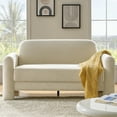 thumbnail image 2 of 59" Modern Loveseat Sofa Chenille Fabric 2-Seater Couch with Curved Design for Small Space Living Room Ivory, 2 of 7