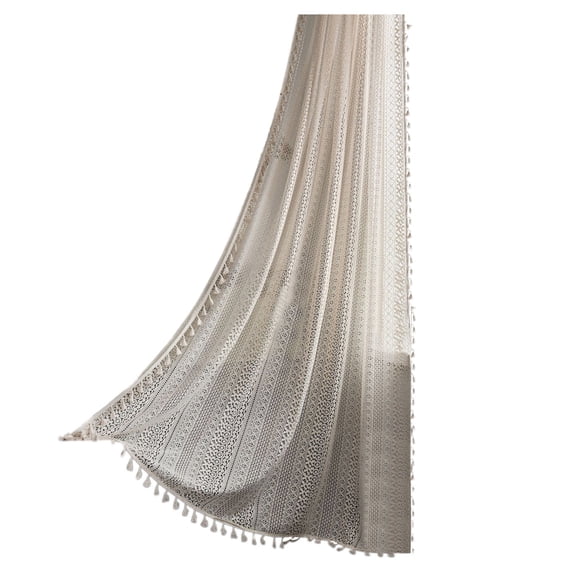 Beige Cotton Curtain Panels , Light Filtering Window Panels for Bedroom, Living Room, Farmhouse Decor