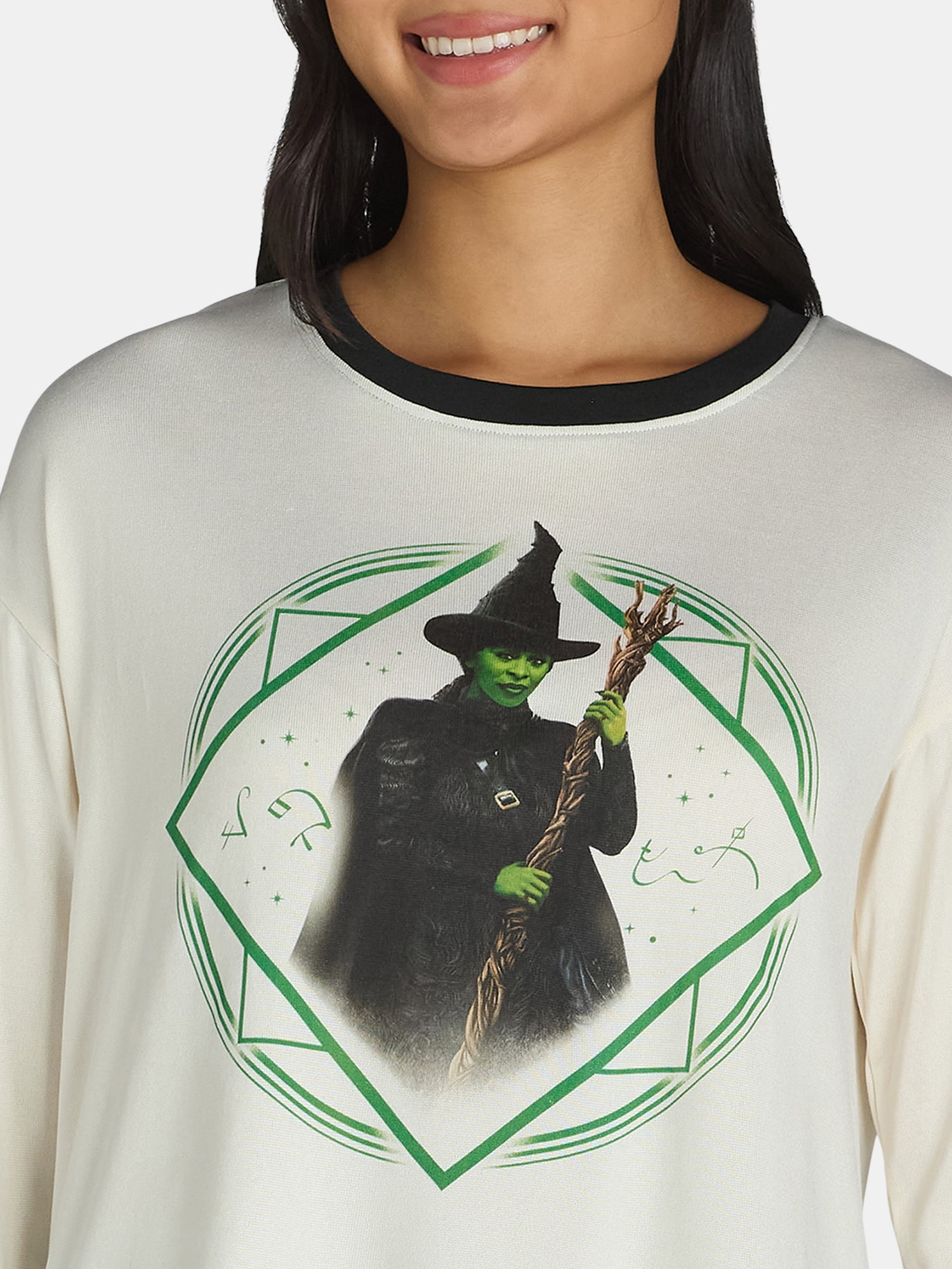 Wicked Women’s and Women’s Plus Elphaba Print Pajama Set, 2-Piece, Sizes XS-2X
