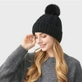 thumbnail image 3 of UTSJKR Women Cute Bow Beanie Hat Winter Warm Knitted Hats Soft Ladies Crochet Skull Cap Fashion Aesthetic Accessories Black, 3 of 3
