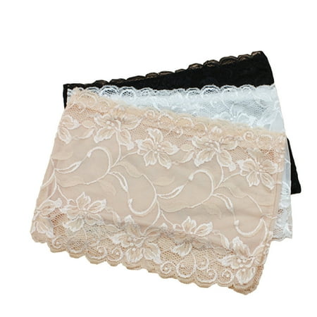 

HOMEMAXS 3pcs Women s Floral Lace Stretchy Strapless See Through Bandeau Tube with Bra - Size M