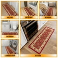 thumbnail image 2 of Ottomanson Floral Bathroom Runner Rug 20" x 53" - Non Slip Low Pile Carpet, Red, 2 of 13