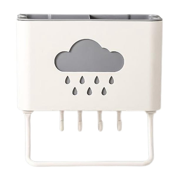 Cocina Baño Soporte para Pasta de Dientes Soporte para Estante Gancho para Estante Montado en La Pared con Gancho Inferior Blanquecino Soledad Cepillo Soap Rack Holder