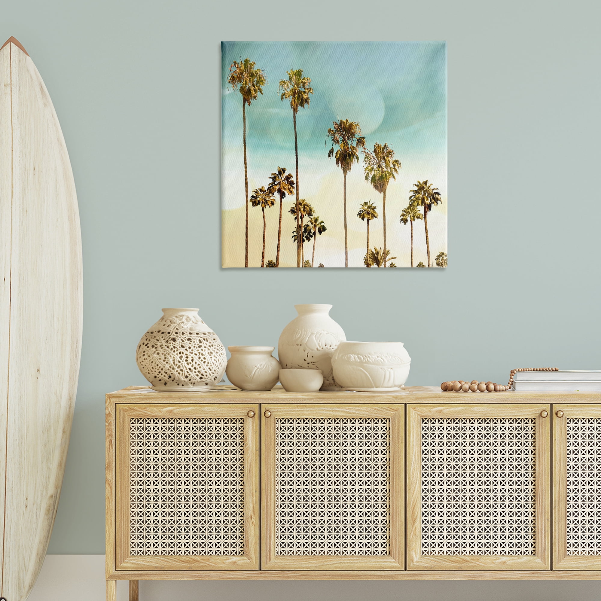 Stupell Industries Palm Tree Beach Sky Nautical & Beach Painting Wrapped Canvas Art Print Wall Art, 36 x 36