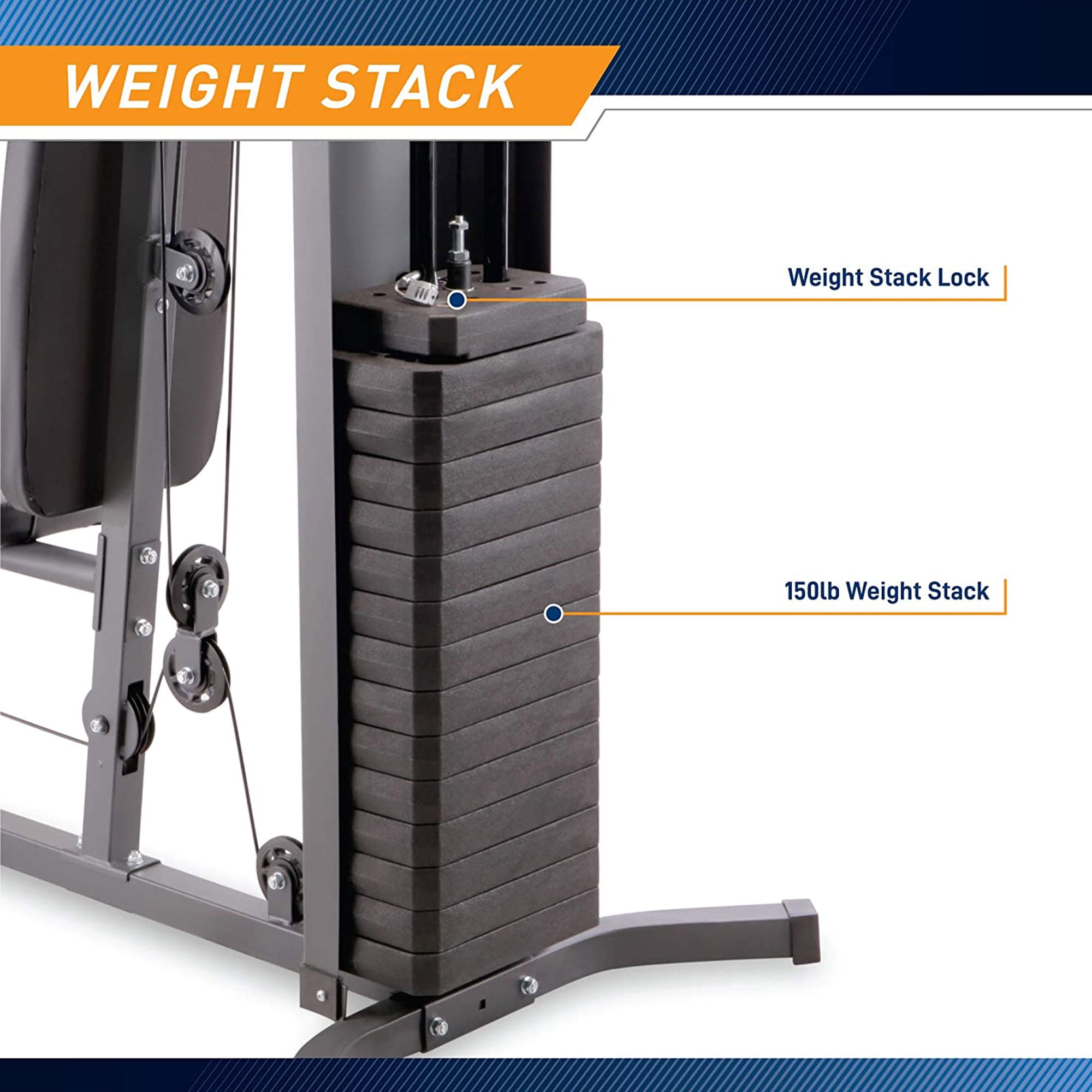Marcy Home Gym Workout Station w/ Weights, Full Body Training System, White