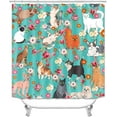 thumbnail image 2 of 4PCS Cartoon Animal Shower Curtain Sets With Rugs, Waterproof Fabric White Shower Curtain Giraffe Elephant Lion Safari Bear Jungle Wildlife Watercolor Green Eucalyptus Leaf Kids Bathroom Decor, 2 of 7