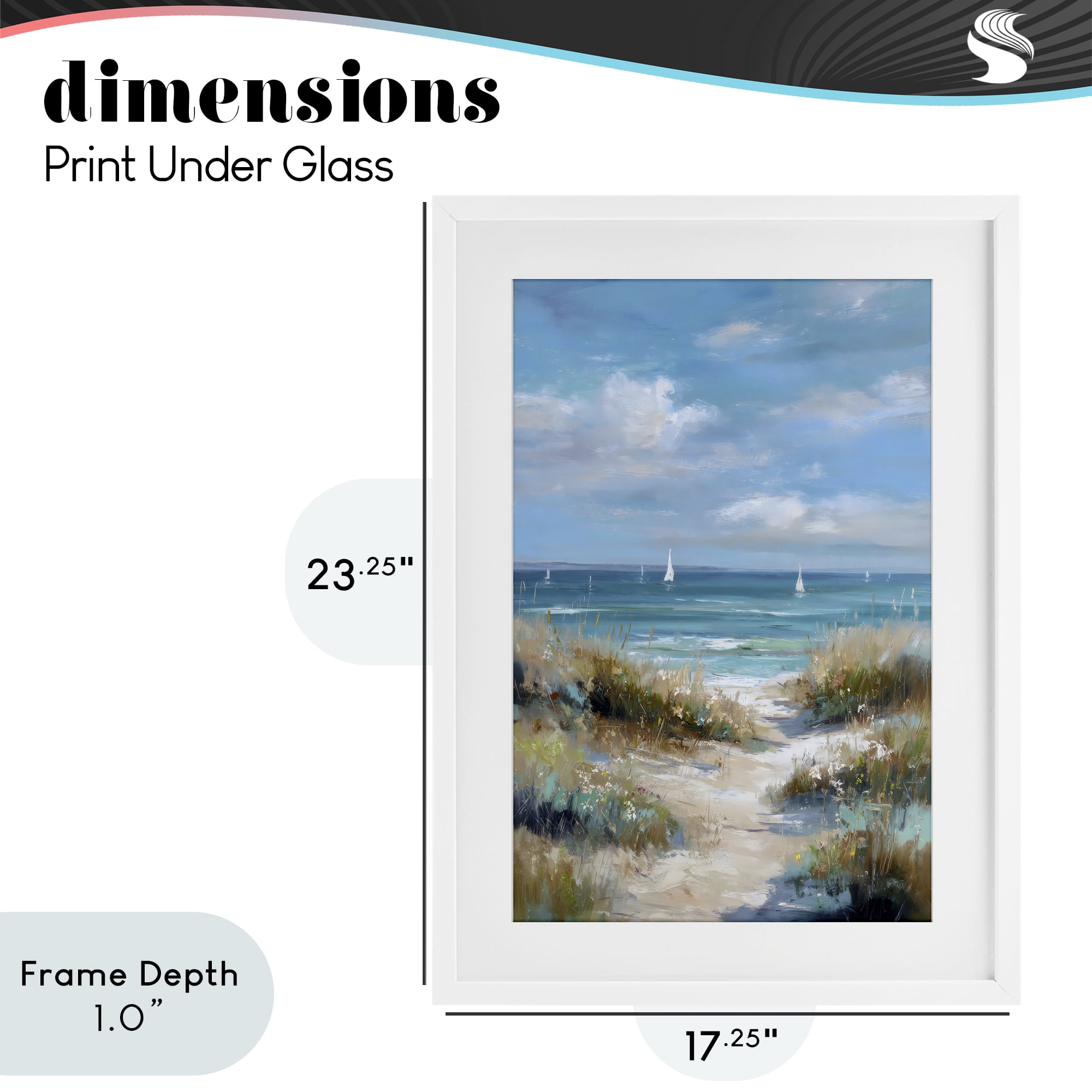 Stupell Industries Sailboat Path Impression White Framed Print Under Glass, design by Petal Prints Design