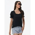 thumbnail image 6 of Tops for Women Summer Casual Ruffle Trim Sleeve Square Neck T Shirts, 6 of 6