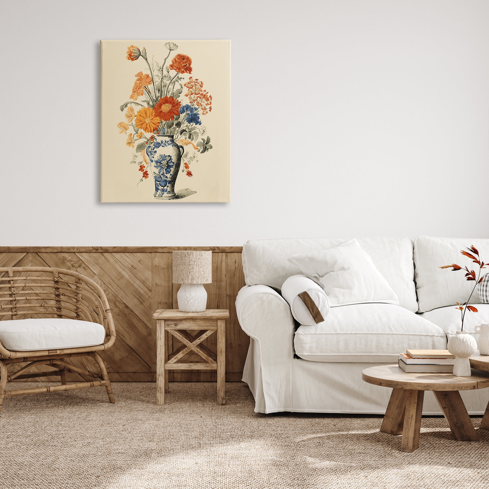 Stupell Industries Ornate Pottery Bouquet Botanical & Floral Painting Gallery Wrapped Canvas Art Print Wall Art, 30 x 40