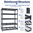 thumbnail image 4 of Nnovaroom Heavy Duty Garage Shelving, 5-Tier Metal Storage Rack, 3000lbs  Shelf Capacity, Adjustable Shelving Units for Garage, Warehouse, Pantry & Basement Organizers  83" H x24" W x 55" D, 4 of 10