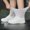 WHITE, variant on 1 pair reusable rain boot covers waterproof durable outdoor silicone waterproof shoe covers non slip shoe covers on rainy days (black,L)