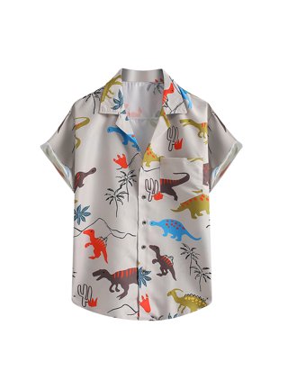 Cartoon Animals Print Hawaiian Shirts Button Up Short Sleeve Beach Shirts Summer Casual Aloha Shirts,XL,Mixed Color,$10.59,Temu