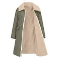 thumbnail image 6 of Women Long Puffer Coat Thicken Sherpa Lined Faux Fur Lapel Neck Full Zip Up Down Jacket Winter Overcoat Outwear (S, Army Green), 6 of 7