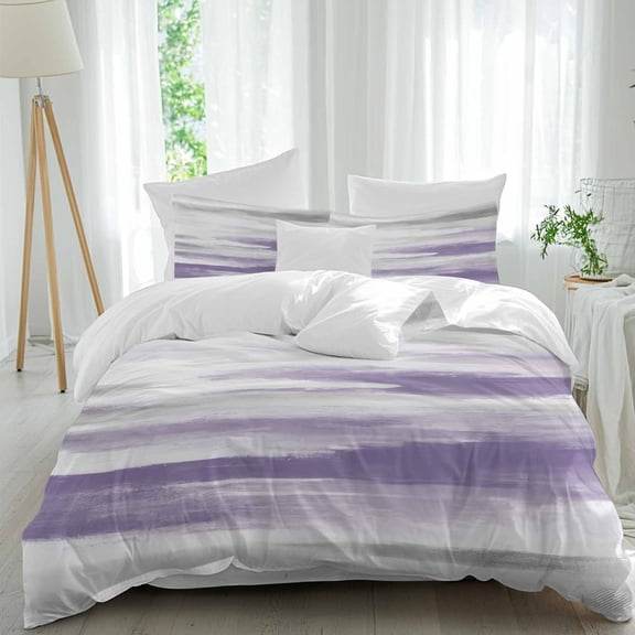 Purple Grey Queen Size Comforter Set, Abstract Retro Ombre Mottled Texture Farmhouse Bedding for All Seasons, 4 Pcs Bed Set, 1Quiltcover (90"x92") ,1Sheet(94"x116"), 2Pillowcases (30"x20")