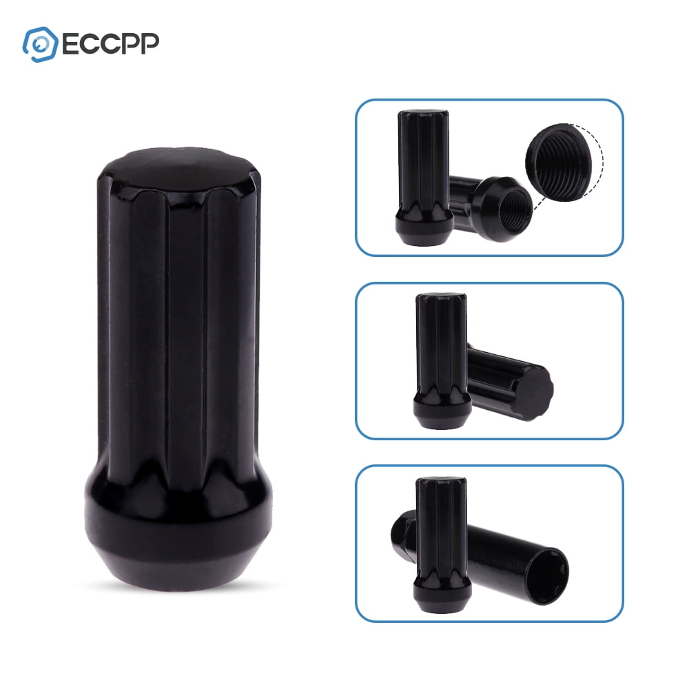 ECCPP Replacement for Wheel Lug Nuts 32 Pieces +2 Keys Black Truck Spline Bulge Acorn Drive Close End 3/4" hex Size Lug Nuts for Dodge for Ram 1500/2500/3500/2500 Van 1994-2010