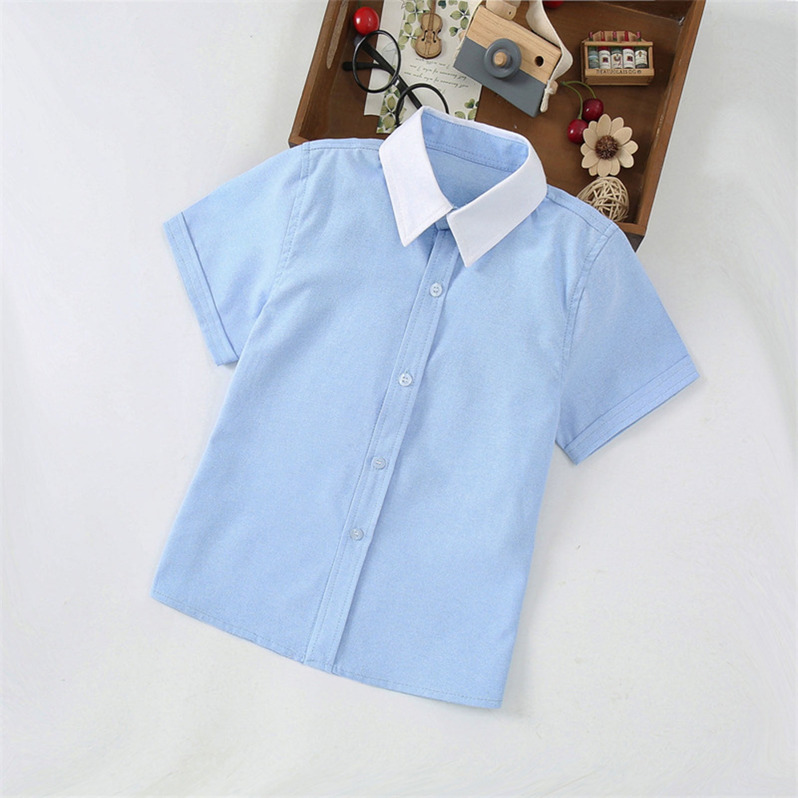 TopLLC Short Sleeve Turndown Collar Blouse Shirt Shirts For Kids Short Sleeve Graphic Printed Thin Shirt Casual For 3 8 Years Boy Children s Short