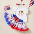 thumbnail image 2 of Xudanell Baby Girls First 4th of July Outfit Sweet Bow Print Newborn Sleeveless Romper Bow Dress Infant Girl Clothes with Headband Watermelon Red 6-9 Months, 2 of 5