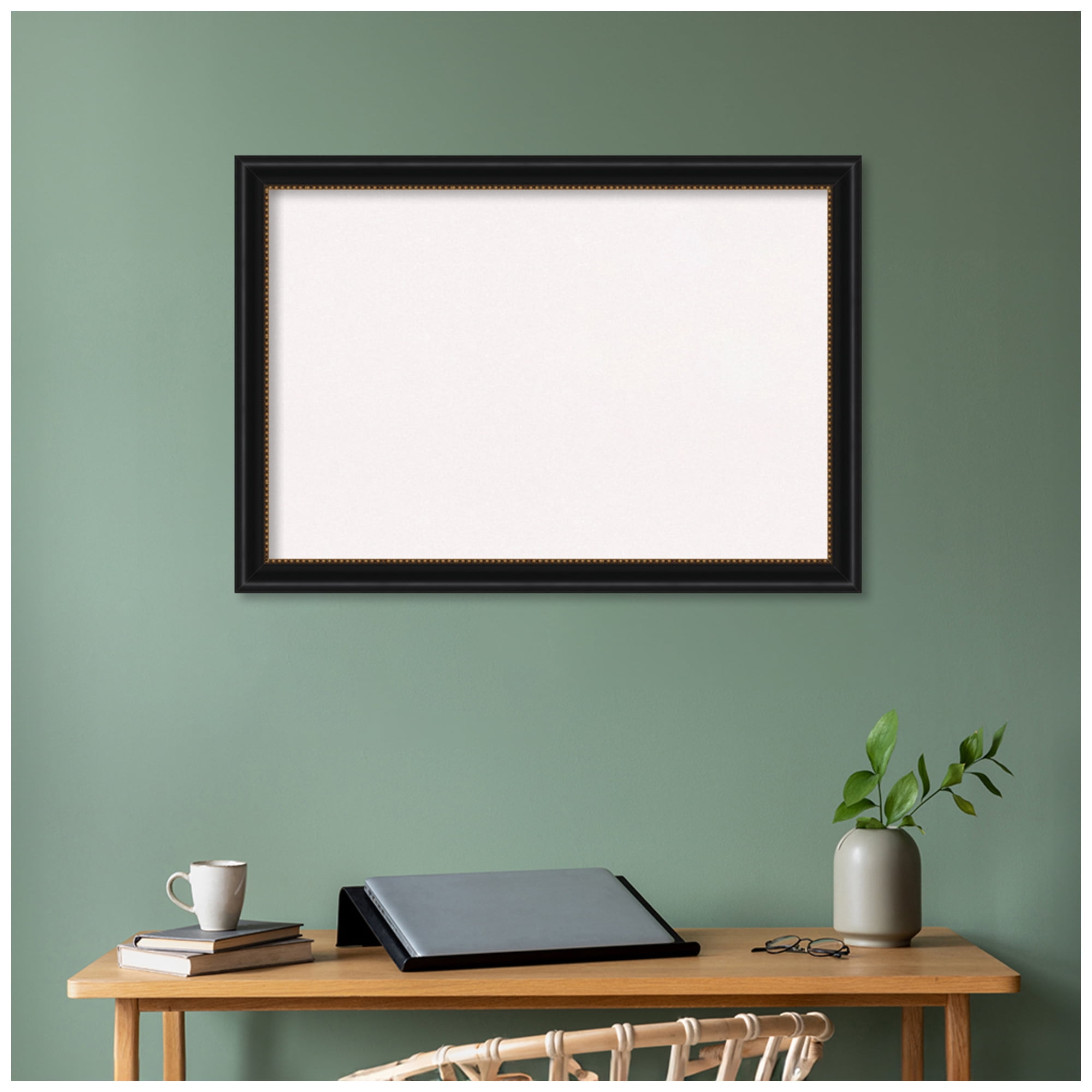 Amanti Art White Cork Board Framed Manhattan Black Bulletin Board 40 in. x 28 in.