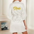 thumbnail image 2 of HNMKIU Women's 3/4 Sleeve Solid Color Gold Foil Satin Wedding Bathrobe Morning Robe Holiday Pajamas for Bride and Bridal Party 05_White,XXL, 2 of 6