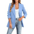 thumbnail image 2 of Huowey Womens Blazer Jacket Solid Color Slim Fit Long Sleeve Office Coat Notch Lapel Button Formal Business Casual Outerwear,Light Blue,XXL, 2 of 5
